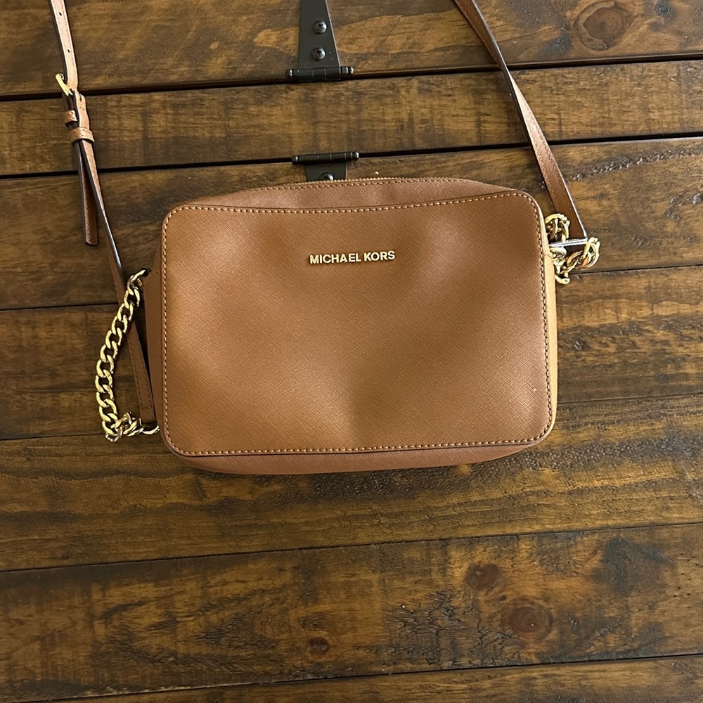 Michael Kors Brown Crossbody with Gold Chain